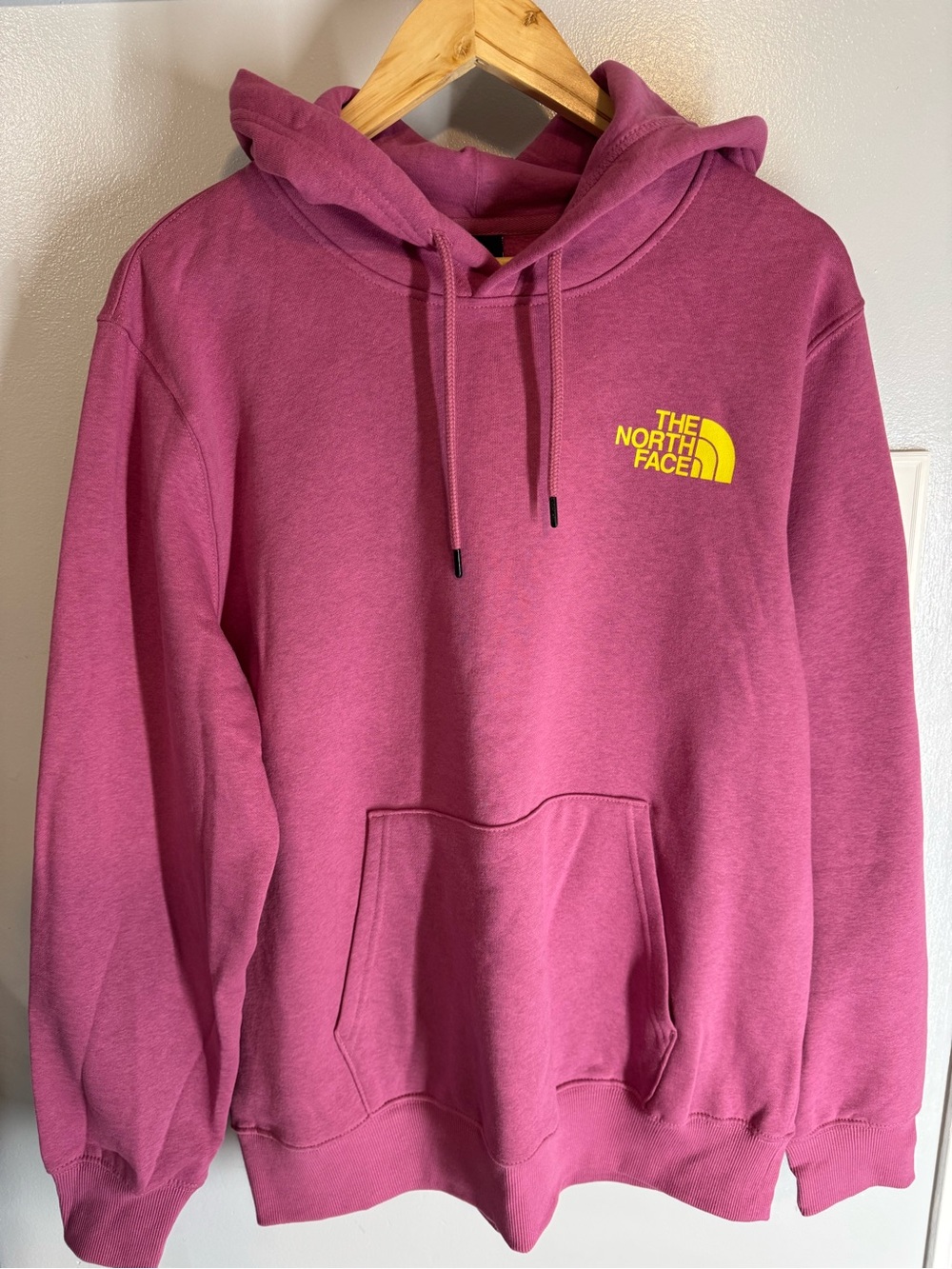 The North Face Men's Magenta Crewneck Hoodie with Yellow. New never worn.